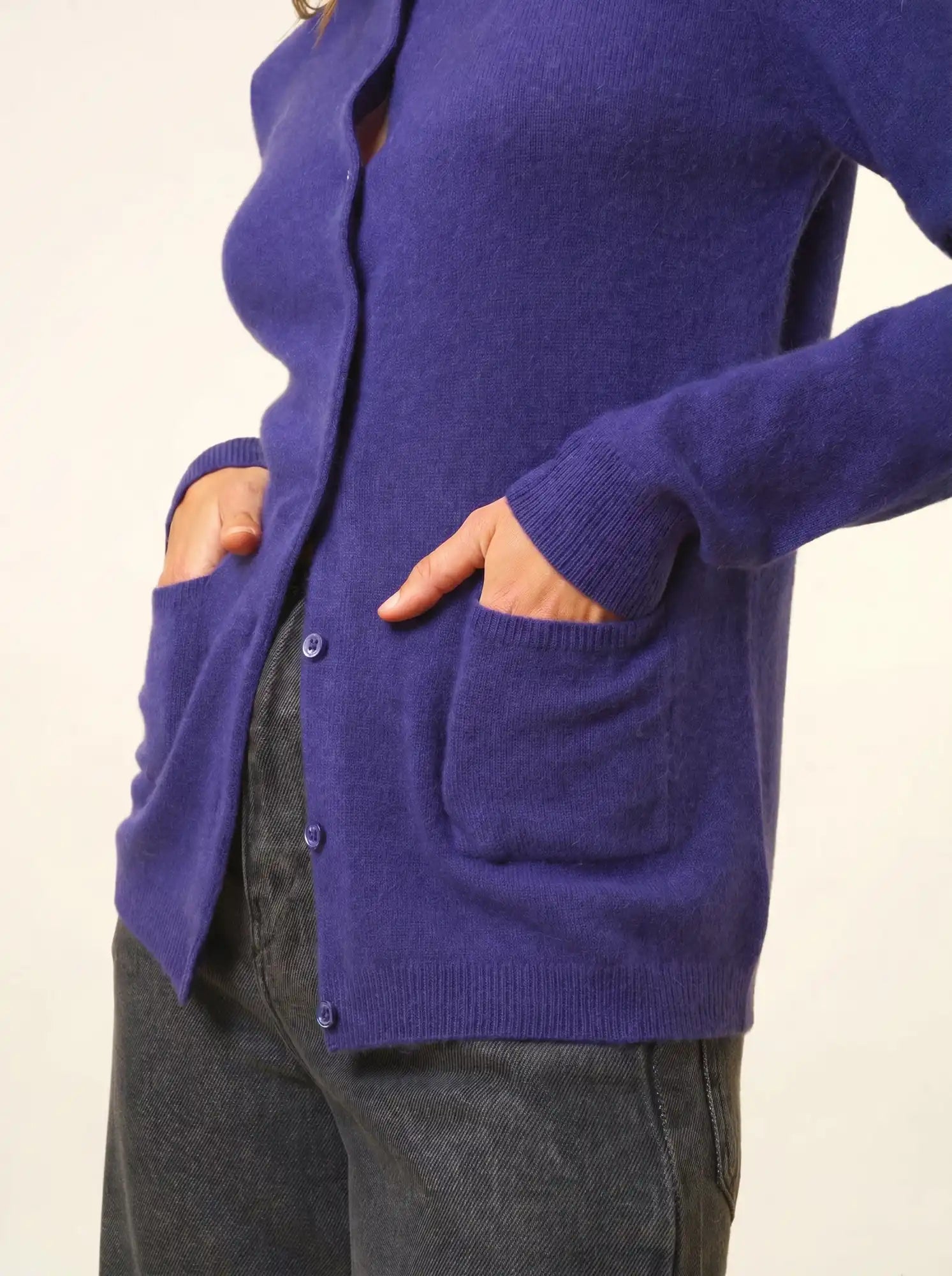 KATHARINE strickjacke rundhalsausschnitt violett