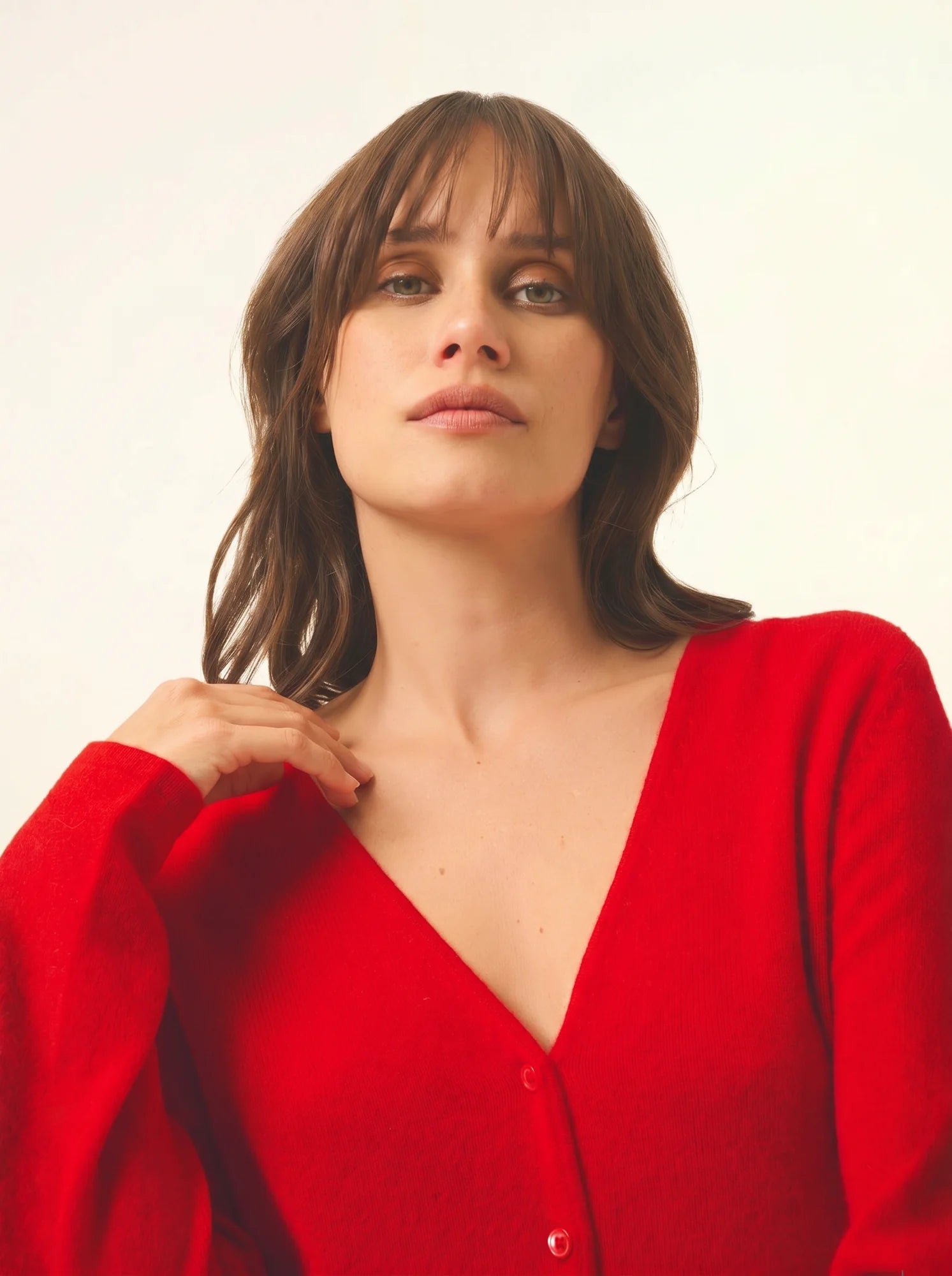 NORMA cardigan col V rouge
