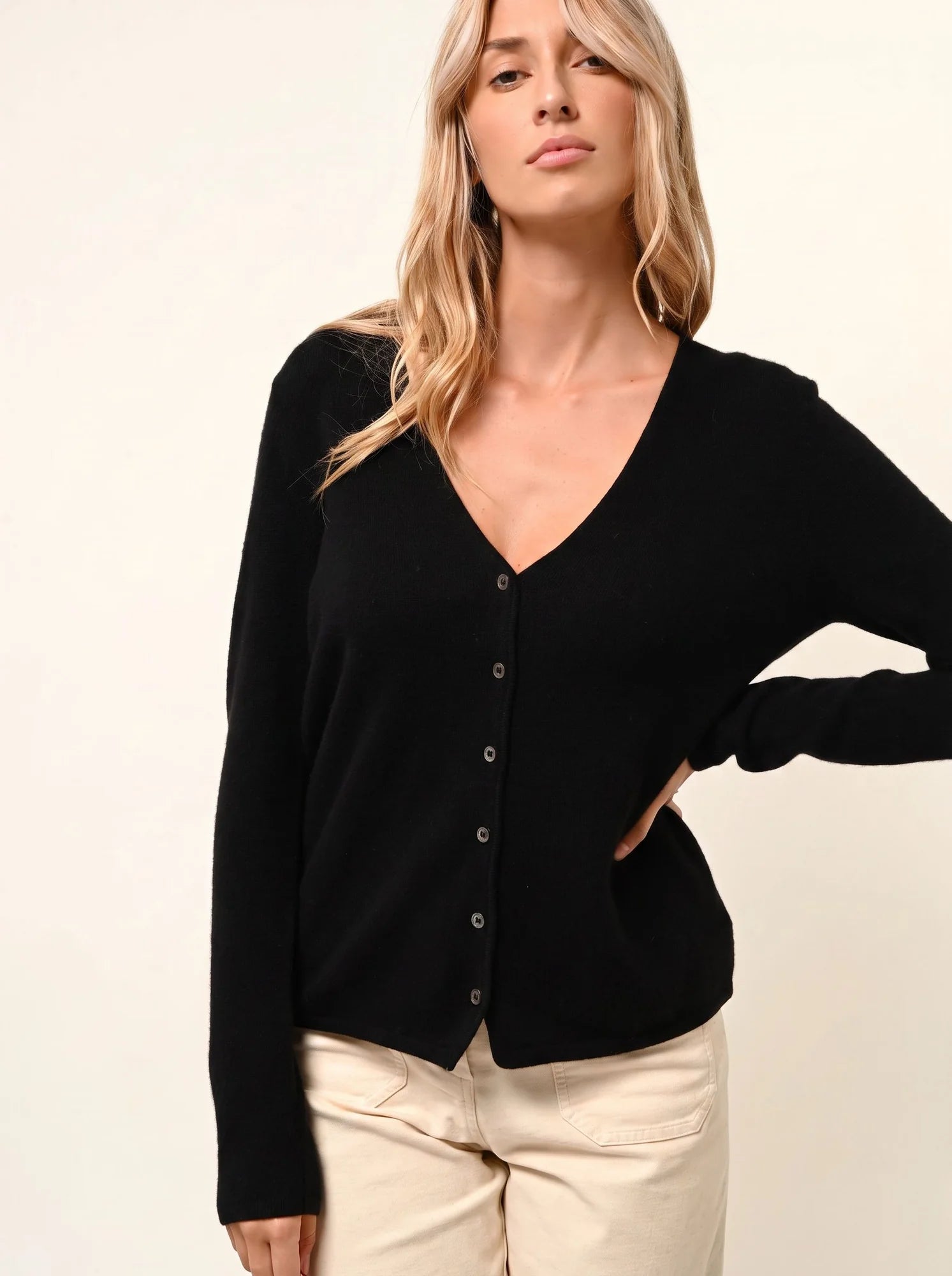 NORMA cardigan col V noir