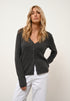 NORMA cardigan col v anthracite chiné 100% cachemire