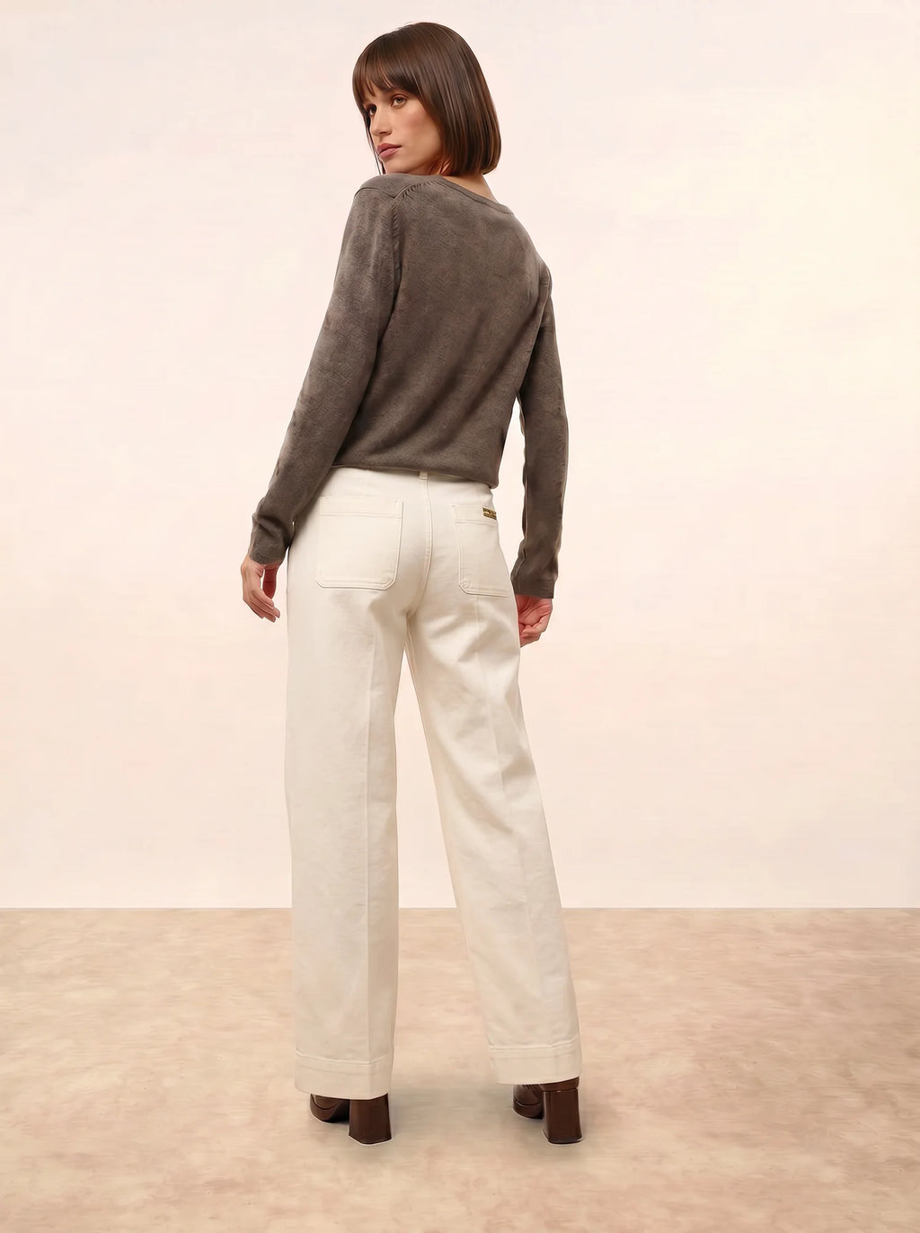NORMA strickjacke v-ausschnitt taupe meliert