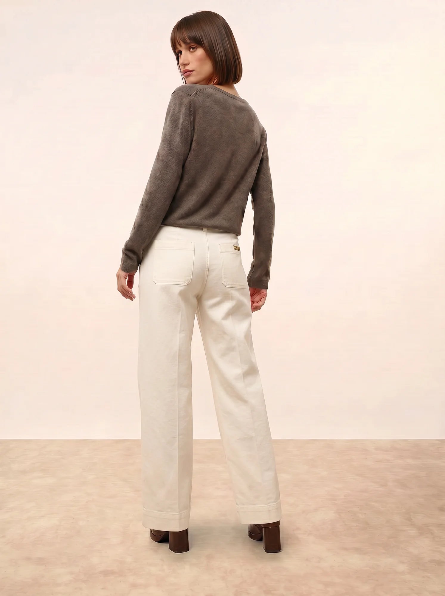 NORMA strickjacke v-ausschnitt taupe meliert