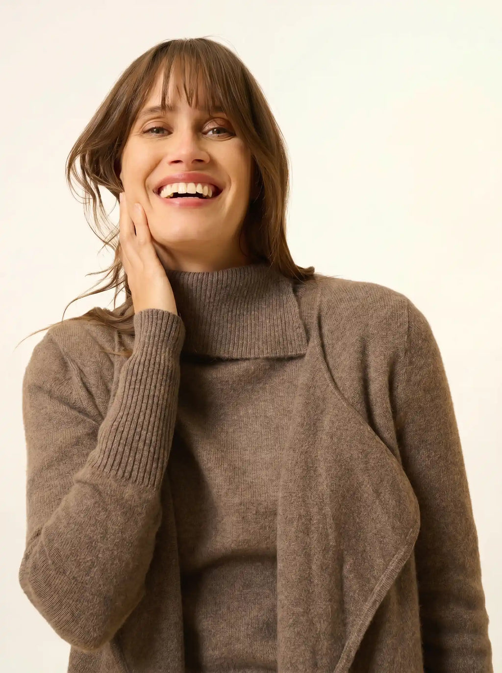 BROOKE jacke lang taupe meliert