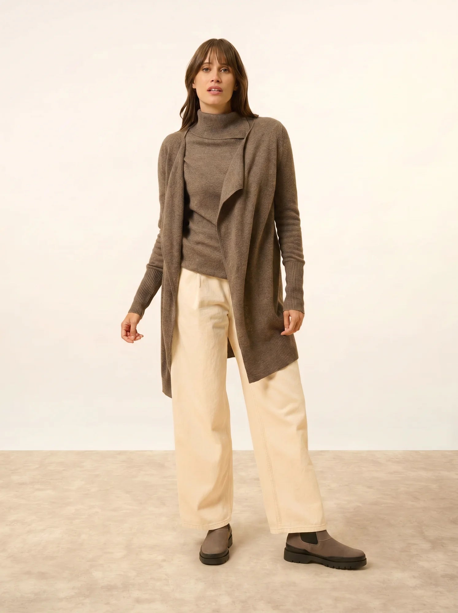 BROOKE jacke lang taupe meliert