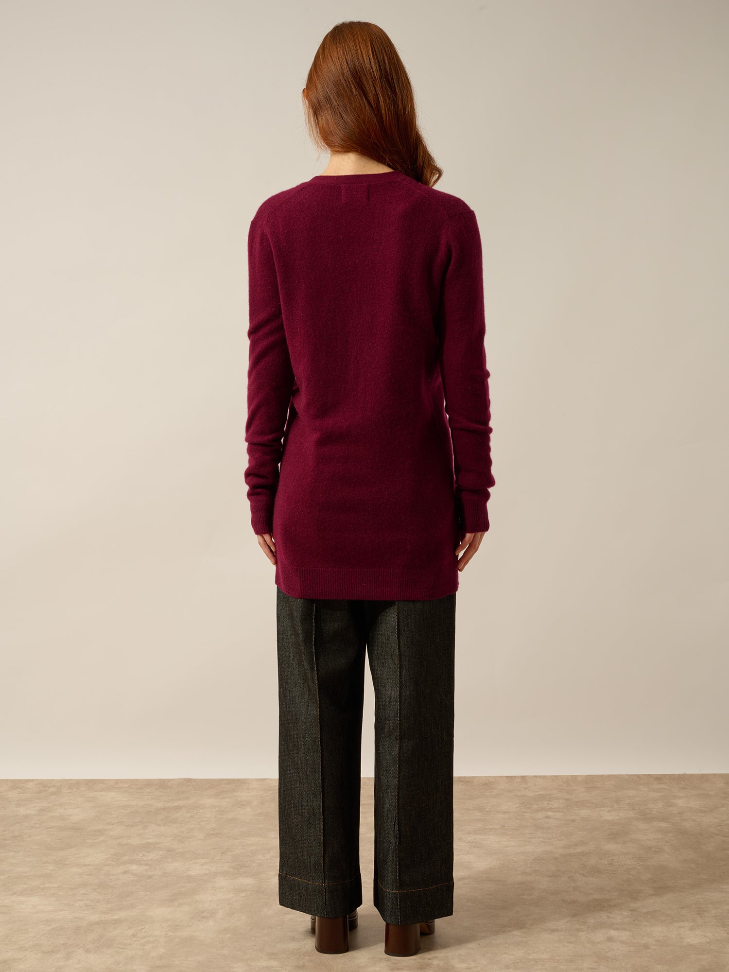 CHELSEA burgundy v-neck cardigan