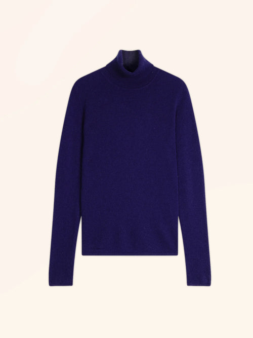 AVA pull col roulé violet