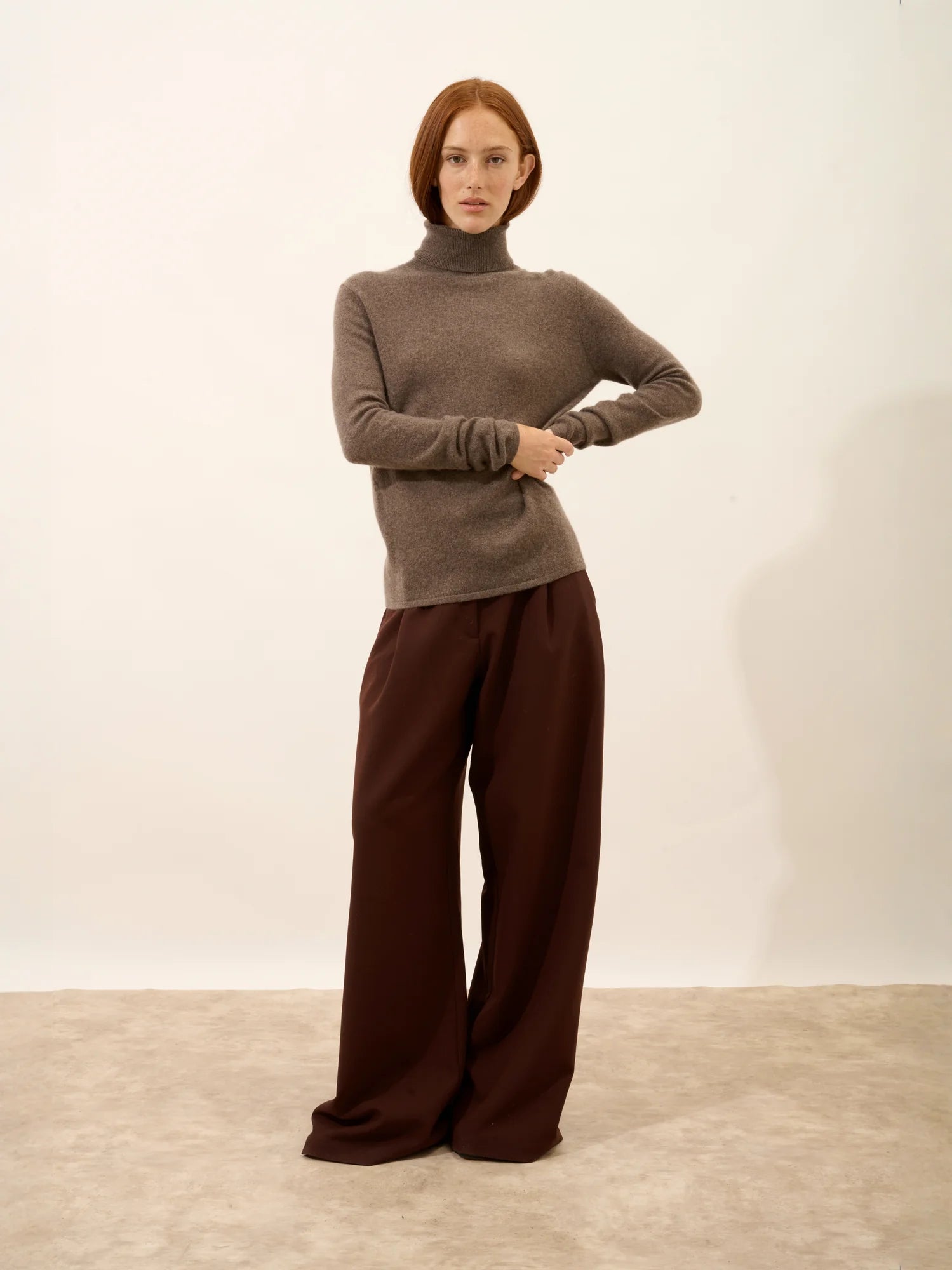 AVA pullover rollkragen taupe meliert