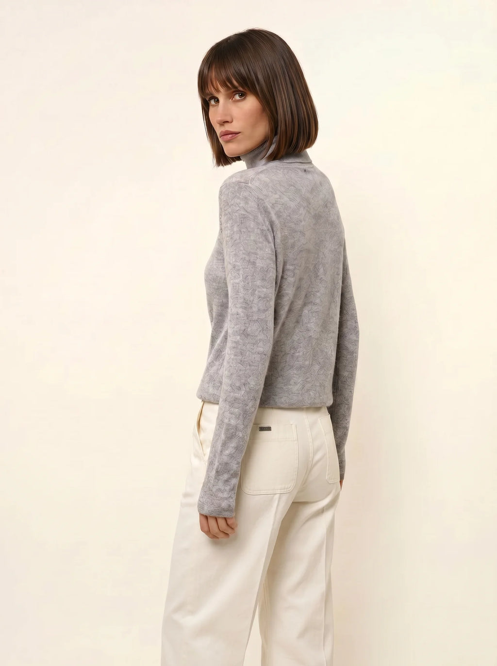AVA pull col roulé nuage chiné