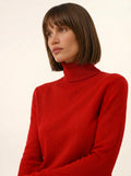 AVA pull col roulé rouge