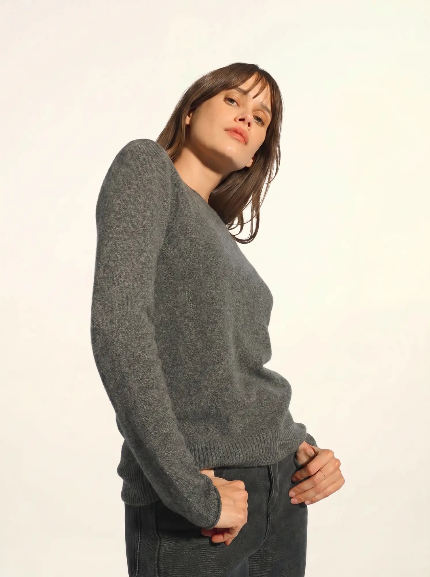GRACE pullover u-boot-ausschnitt anthrazit meliert