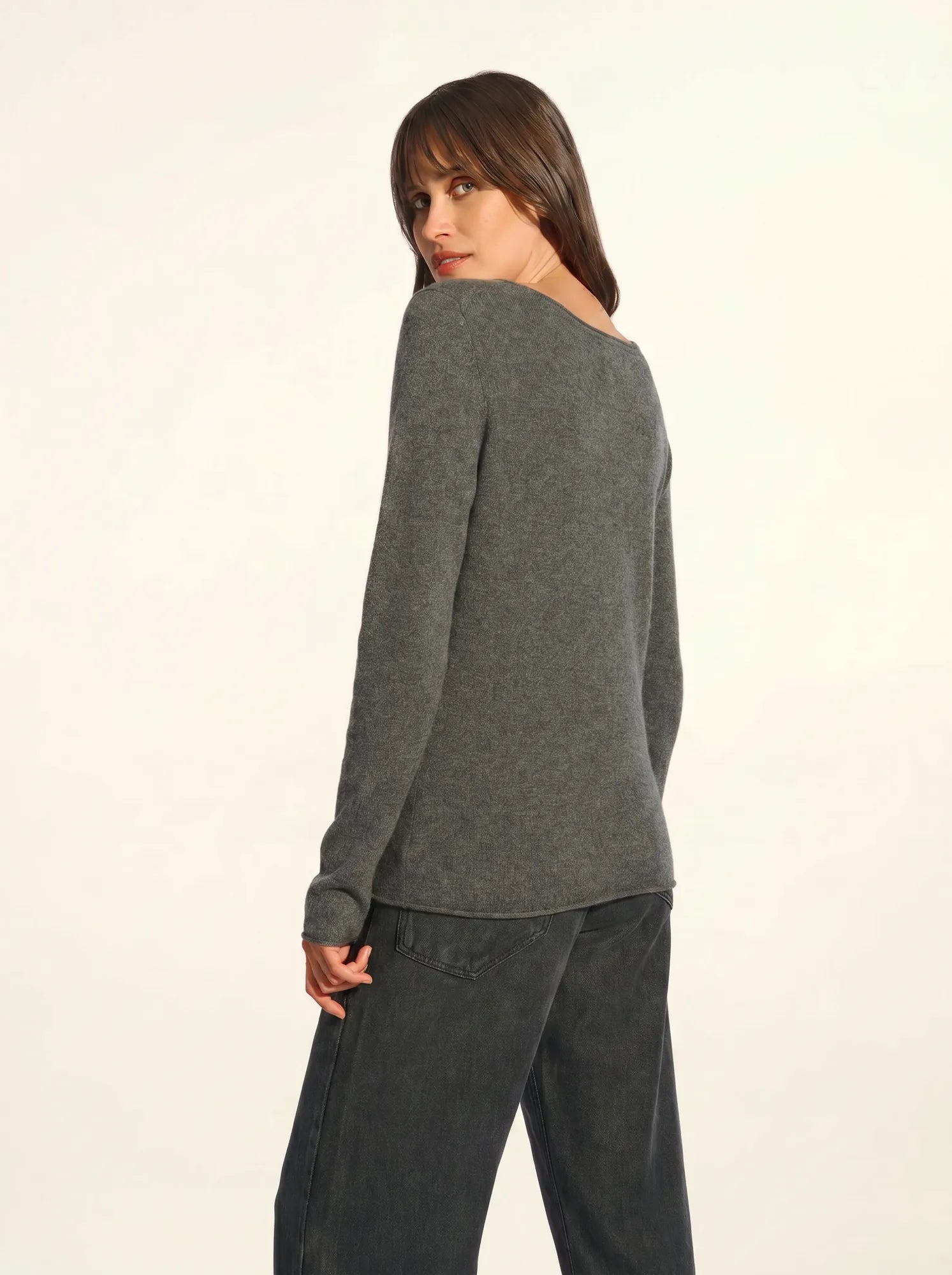 GRACE pullover u-boot-ausschnitt anthrazit meliert