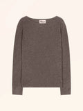 GRACE Pull Col Bateau Taupe Chiné