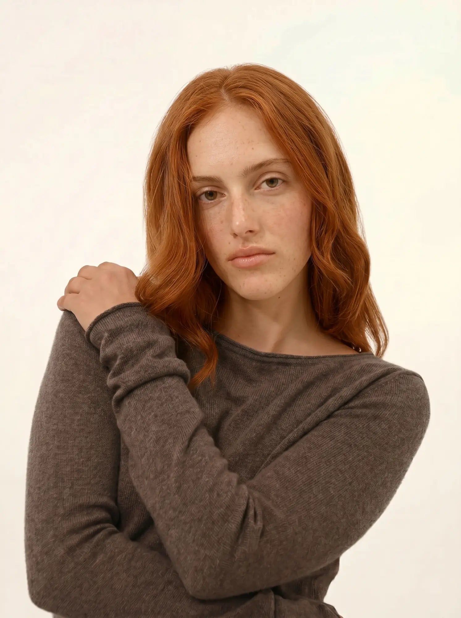 GRACE pullover u-boot-ausschnitt taupe meliert