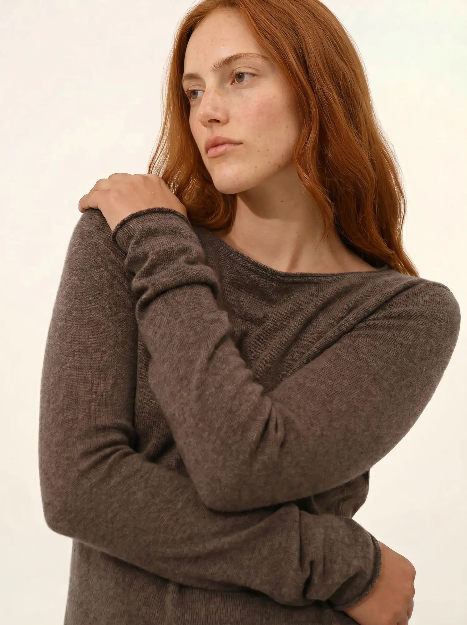 GRACE pullover u-boot-ausschnitt taupe meliert