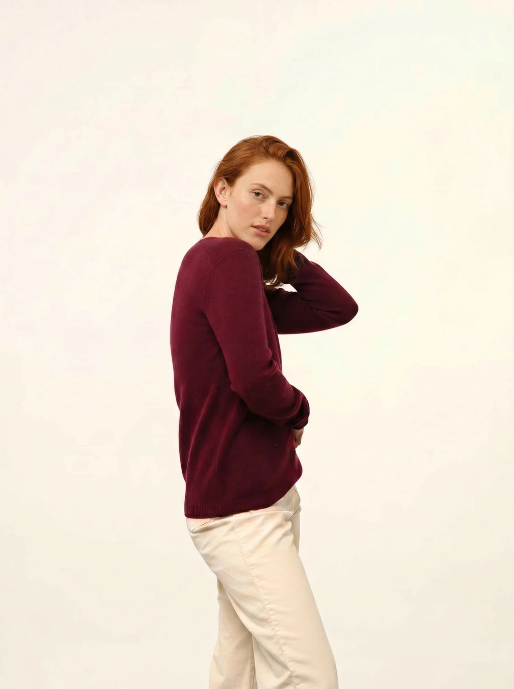 FIONA pull col rond bordeaux