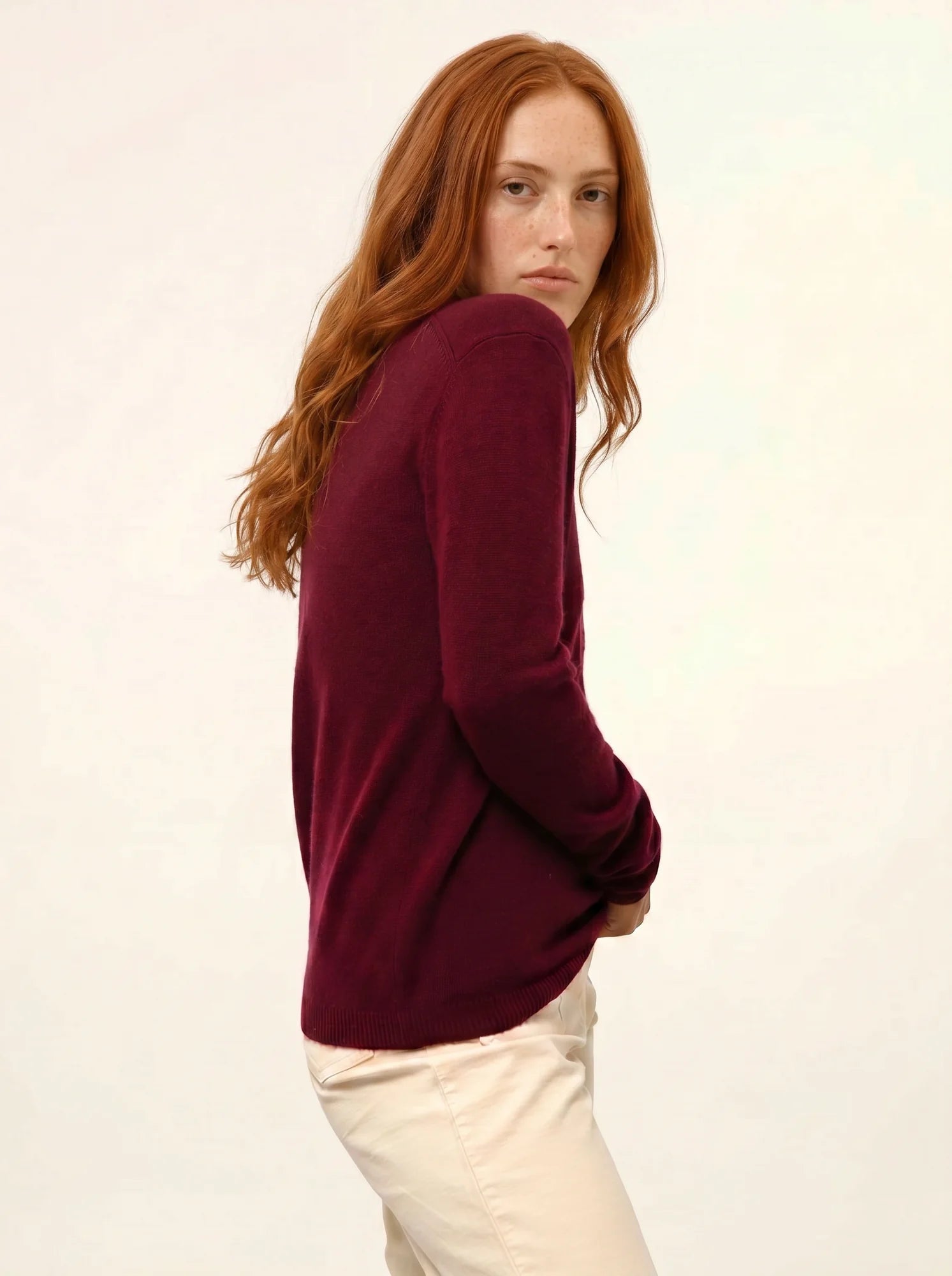 FIONA pull col rond bordeaux
