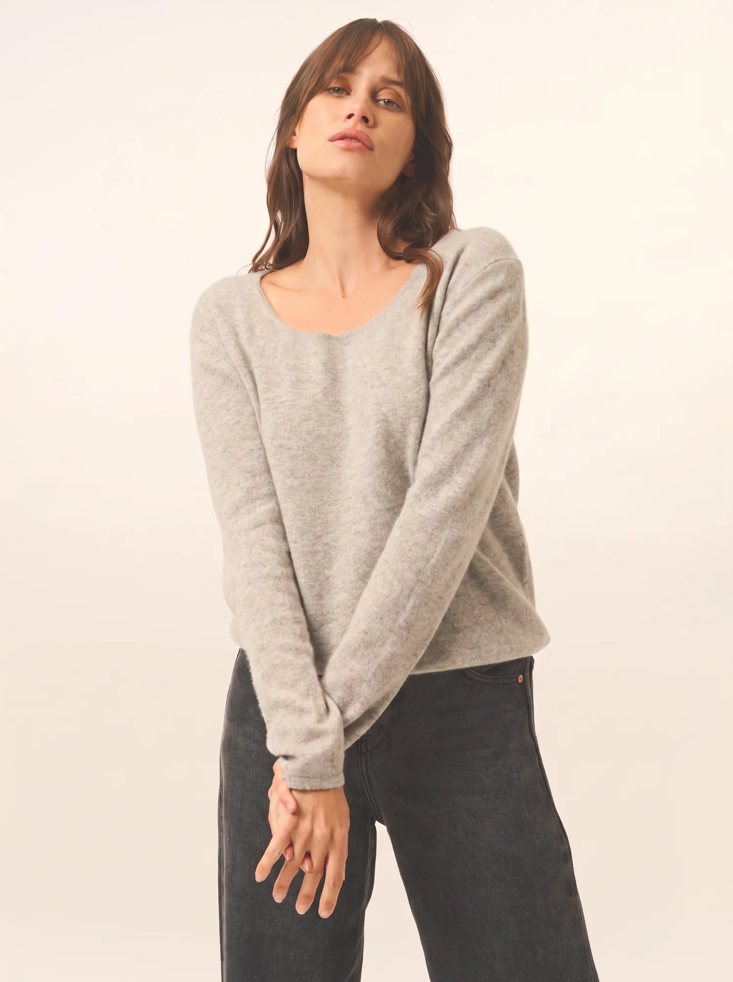 FIONA pullover rundhalsausschnitt wolke meliert