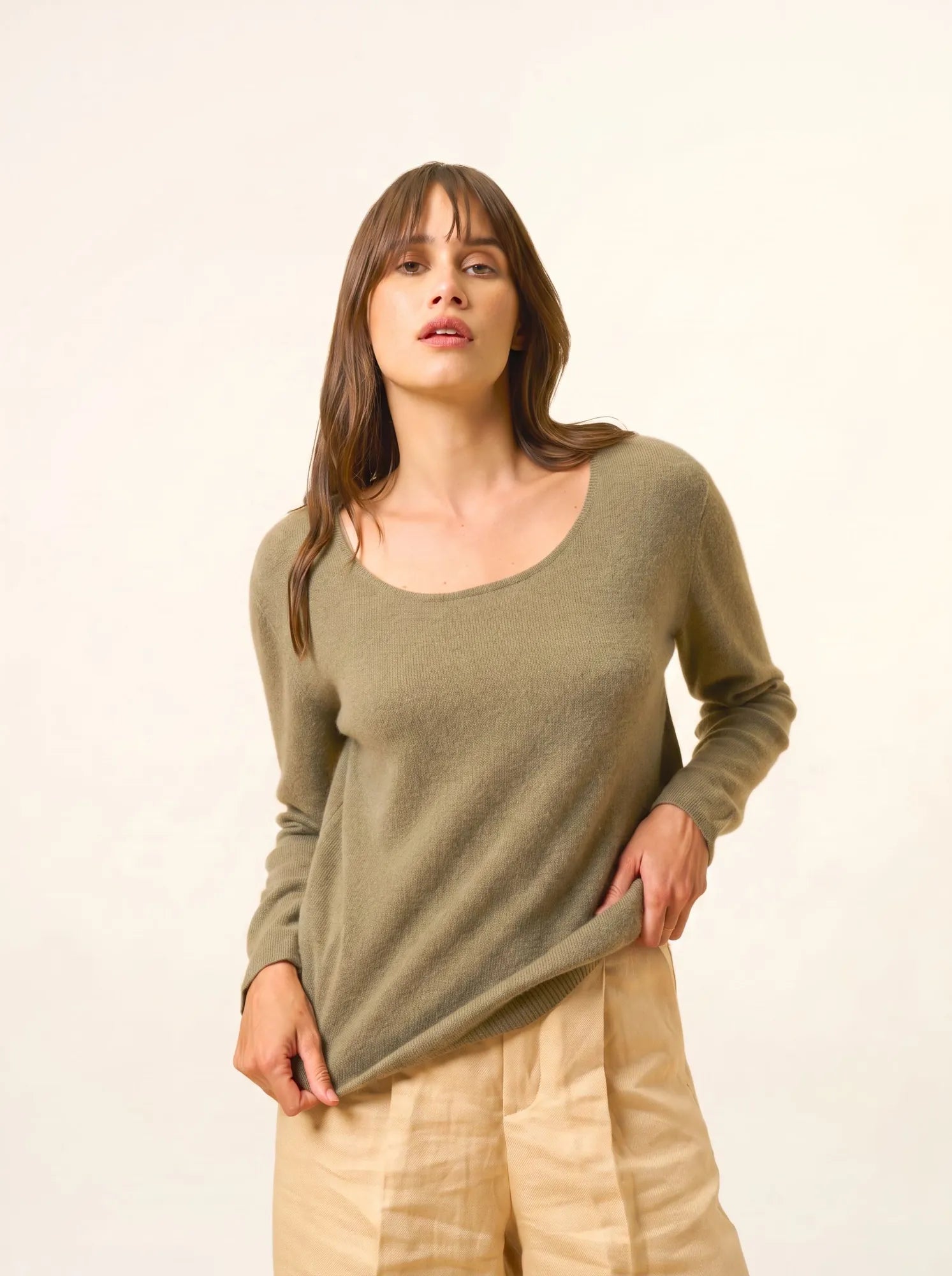 FIONA pullover rundhalsausschnitt army