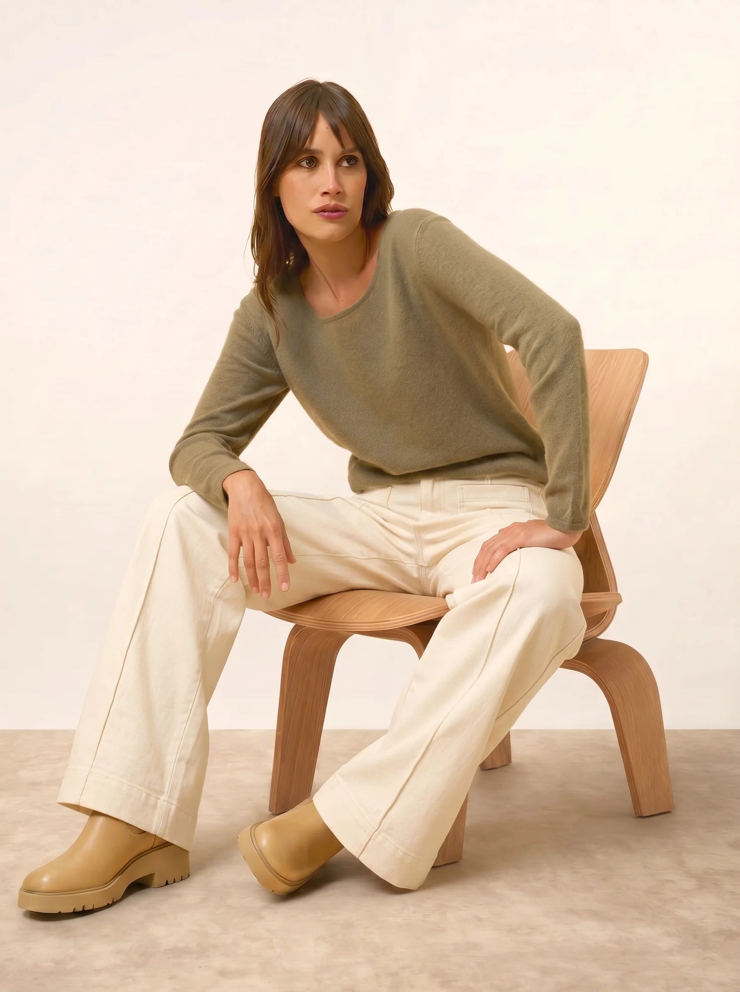 FIONA pullover rundhalsausschnitt army
