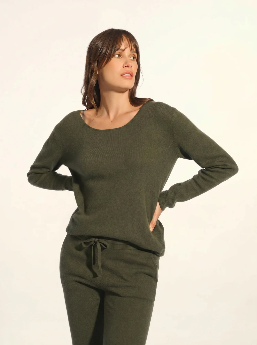 FIONA pullover rundhalsausschnitt khaki