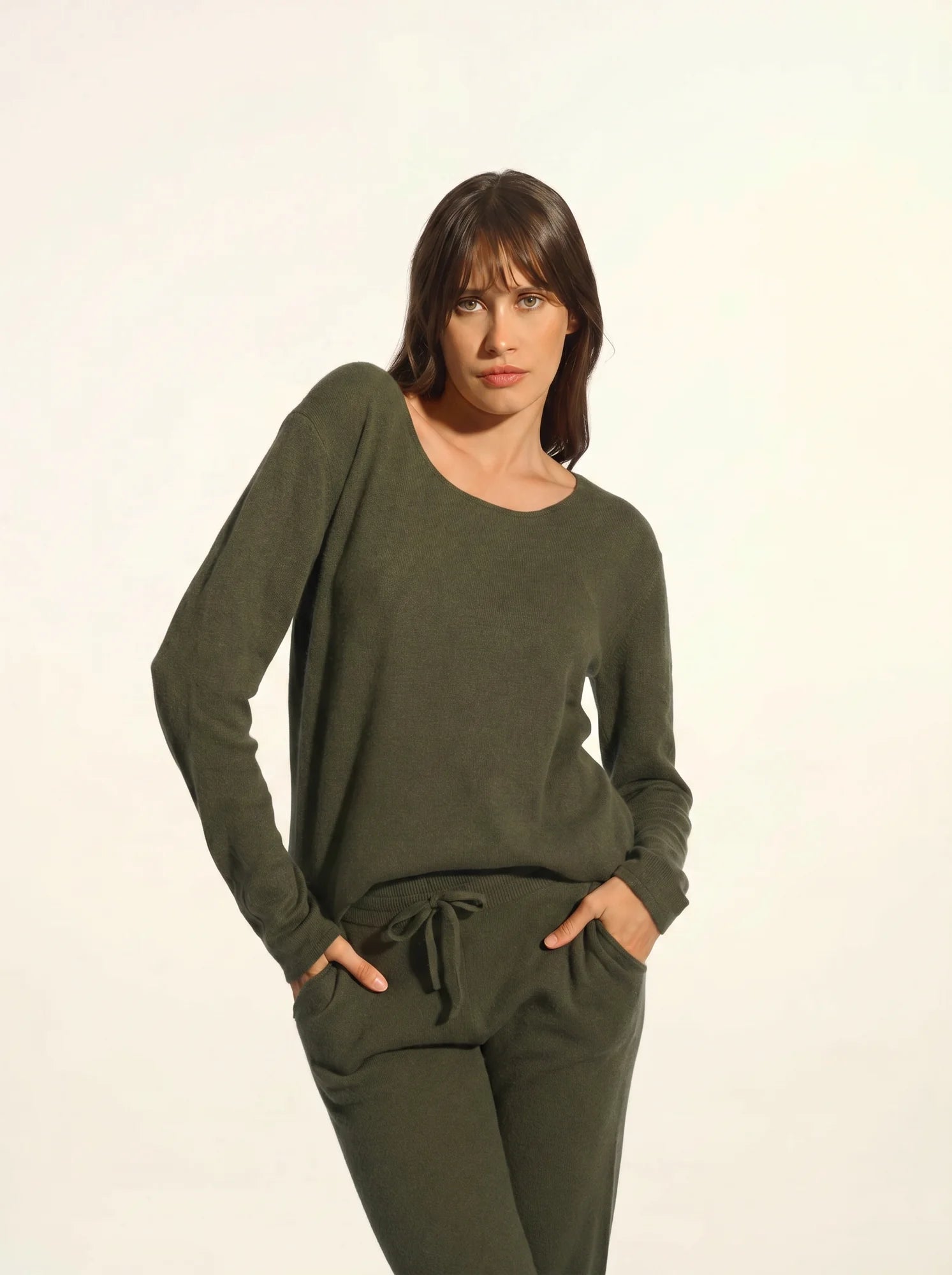 FIONA pullover rundhalsausschnitt khaki