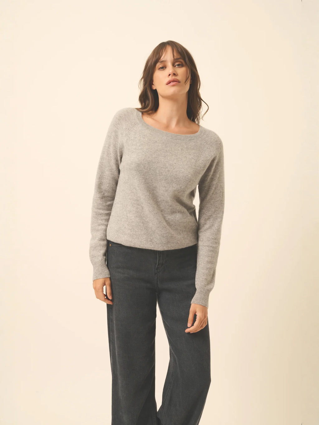 ABIGAILE pull col bateau goutte dos nuage chiné