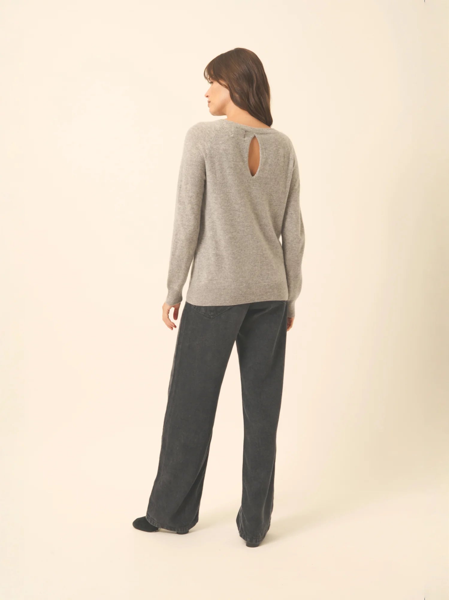 ABIGAILE pull col bateau goutte dos nuage chiné