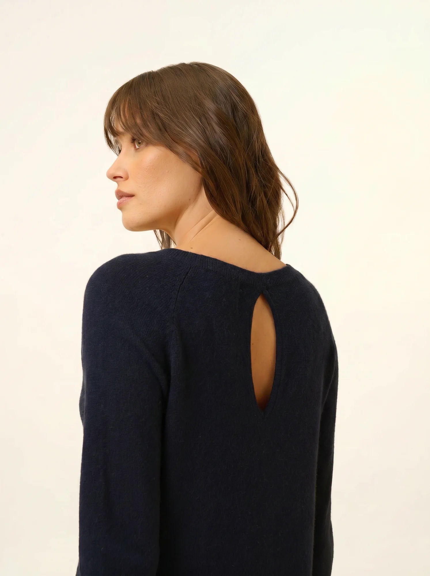 ABIGAILE pullover u-boot-ausschnitt tropfen hinten marineblau