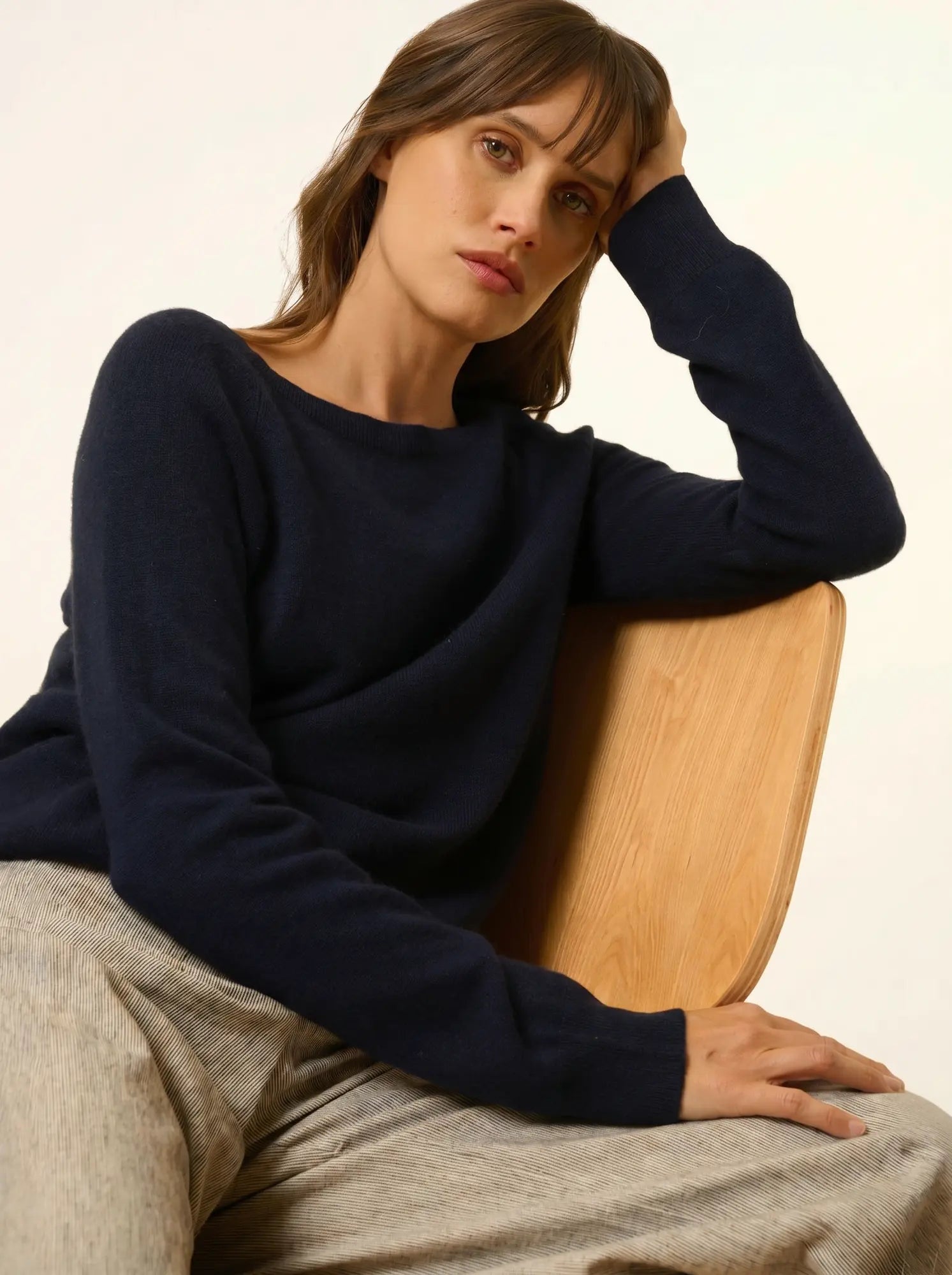 ABIGAILE pullover u-boot-ausschnitt tropfen hinten marineblau