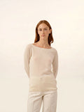 ABIGAILE pullover u-boot-ausschnitt tropfen hinten elfenbein