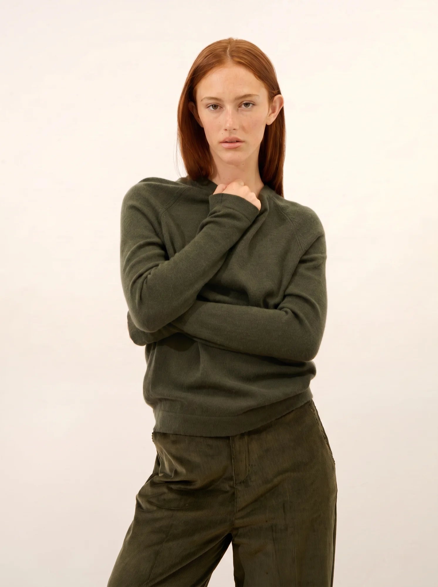 JANE pullover rundhalsausschnitt khaki