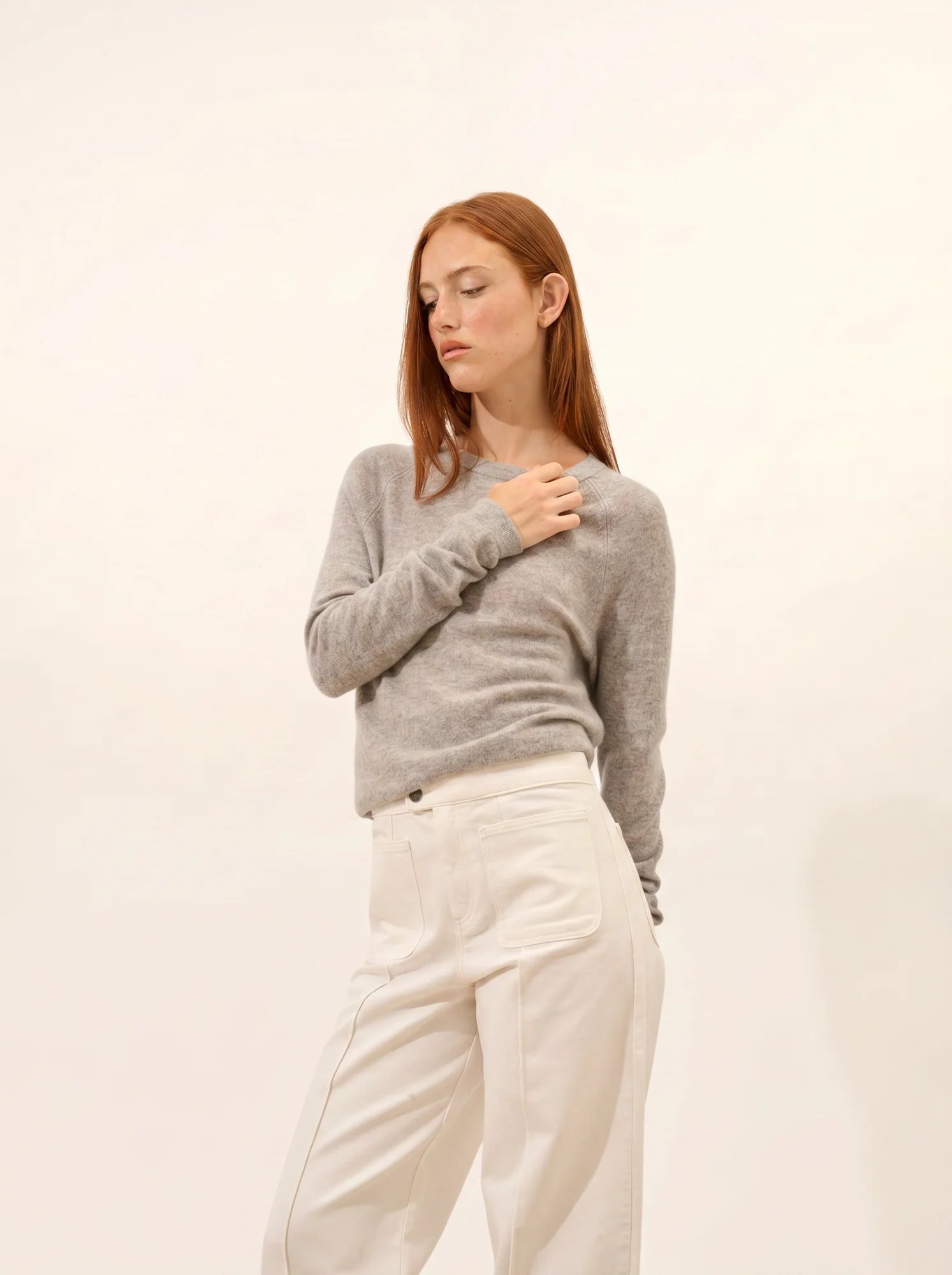 JANE pullover rundhalsausschnitt wolke meliert