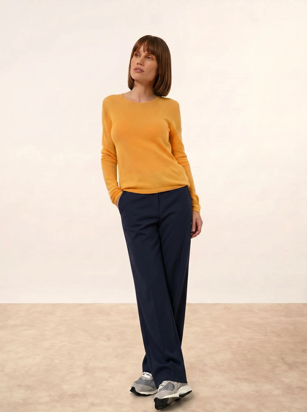 VIVIAN pullover rundhalsausschnitt curcuma