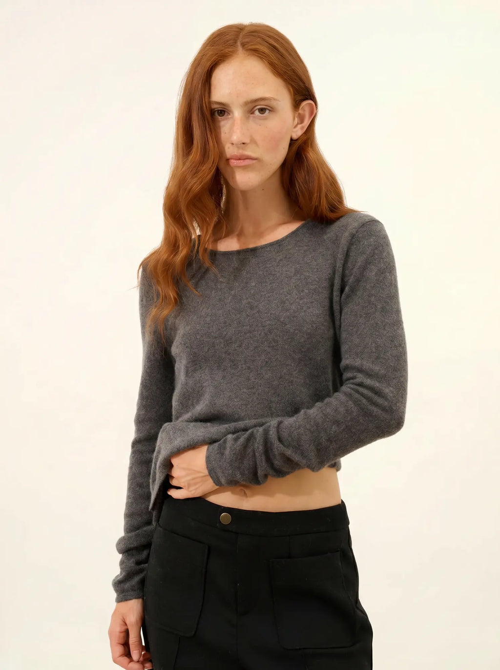 VIVIAN pull col rond anthracite chiné
