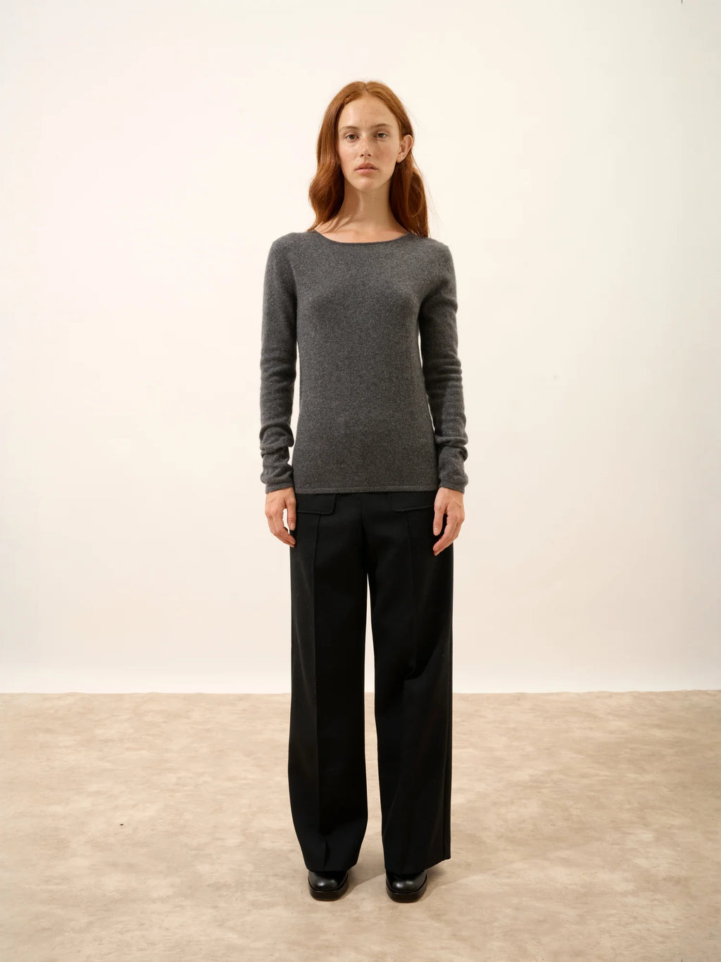 VIVIAN pull col rond anthracite chiné