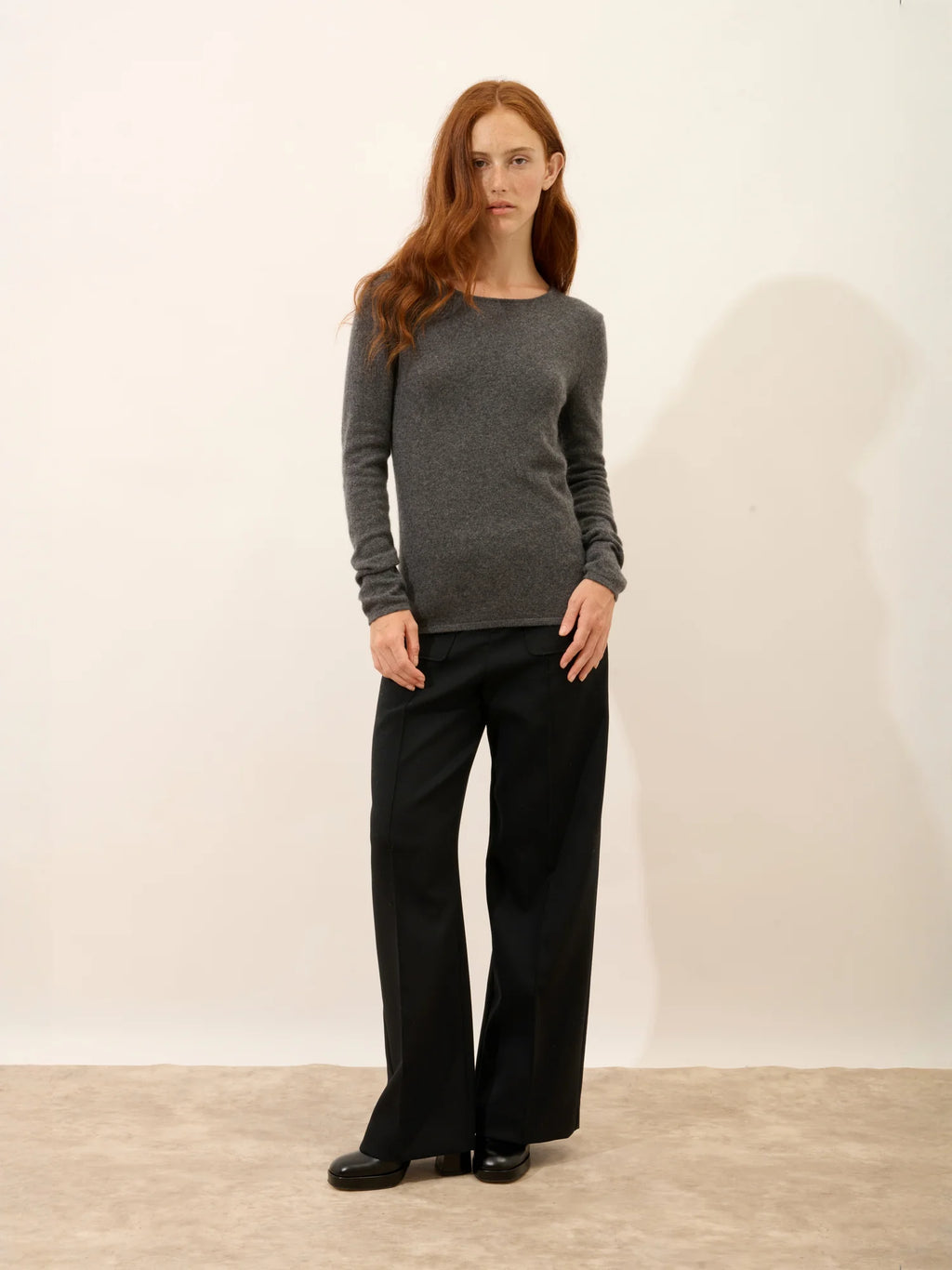 VIVIAN pull col rond anthracite chiné