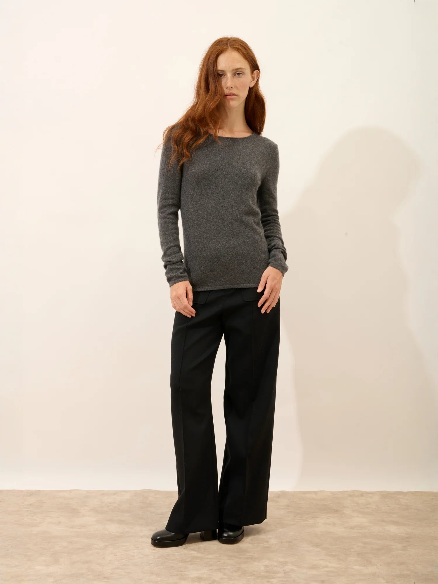VIVIAN pull col rond anthracite chiné