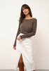 VIVIAN pull col rond taupe chiné 100% cachemire