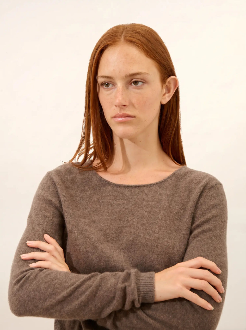VIVIAN pullover rundhalsausschnitt taupe meliert