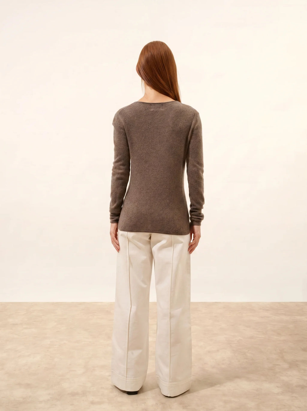 VIVIAN pullover rundhalsausschnitt taupe meliert