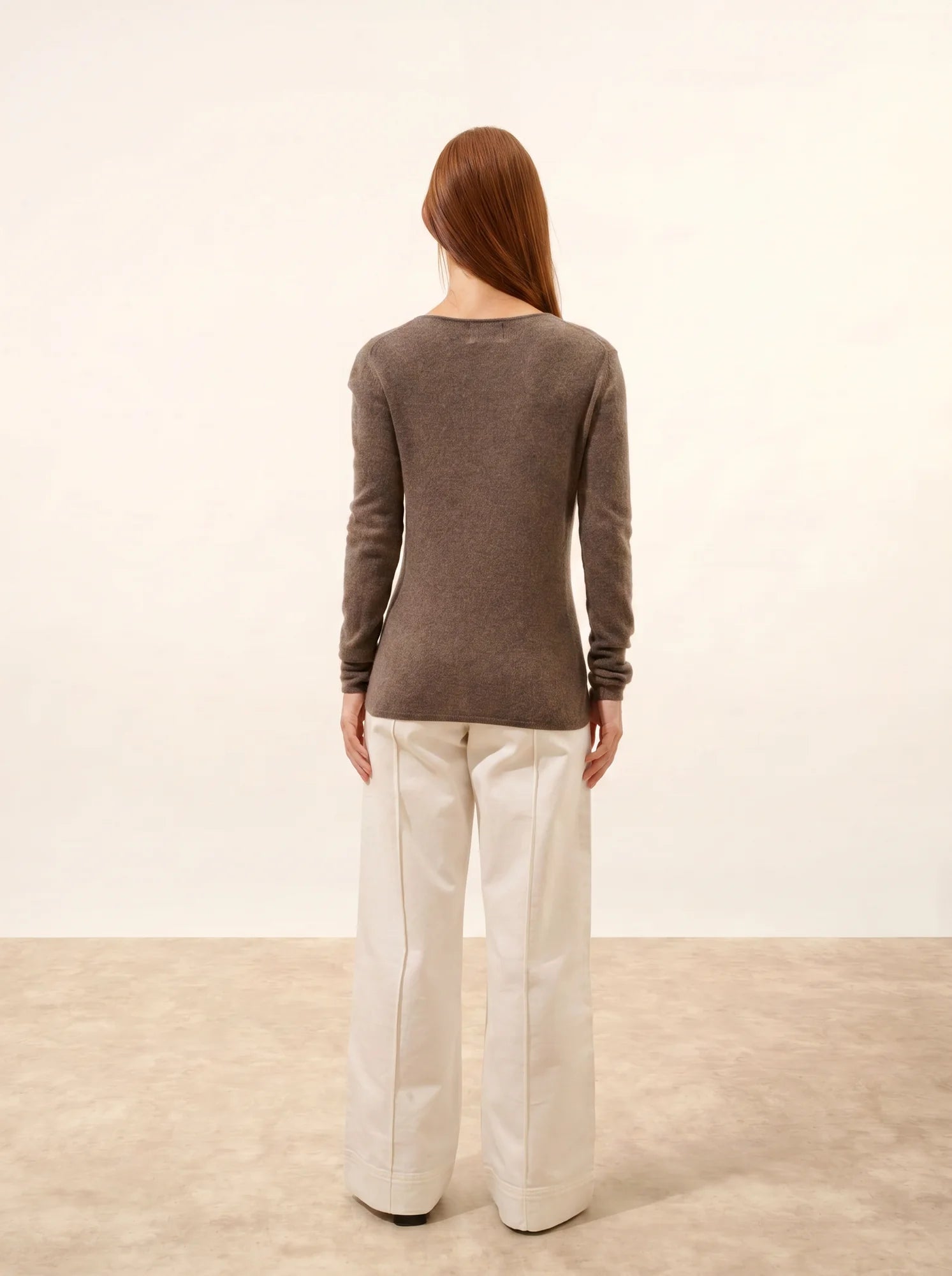 VIVIAN pullover rundhalsausschnitt taupe meliert