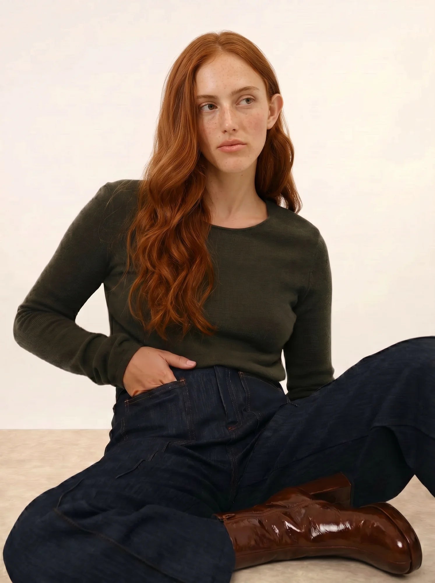 VIVIAN pullover rundhalsausschnitt khaki