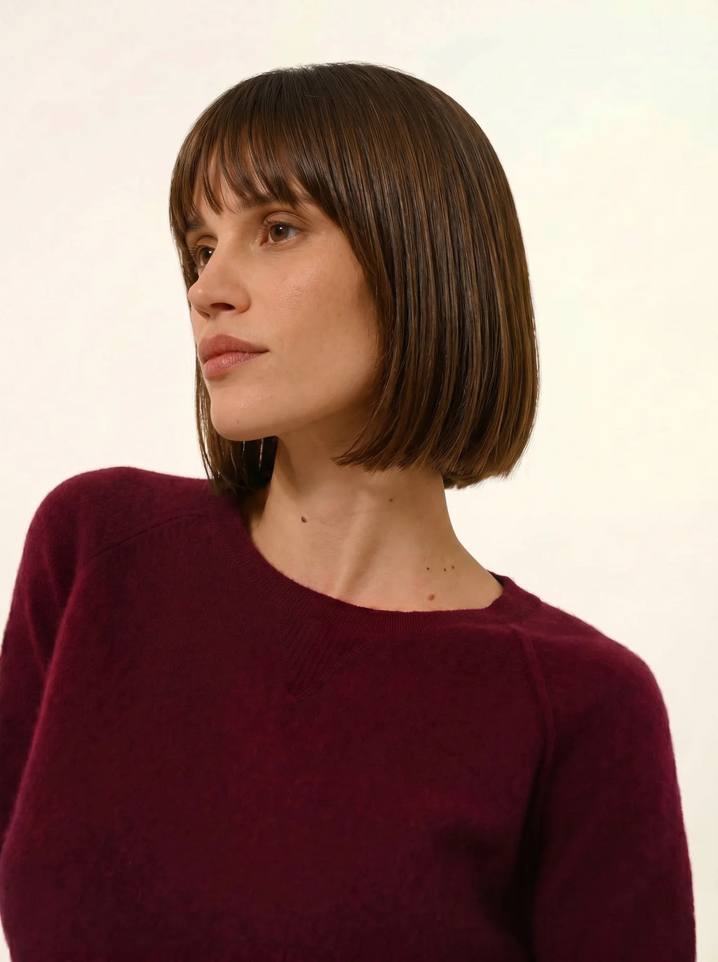 HELEN pull col rond bordeaux