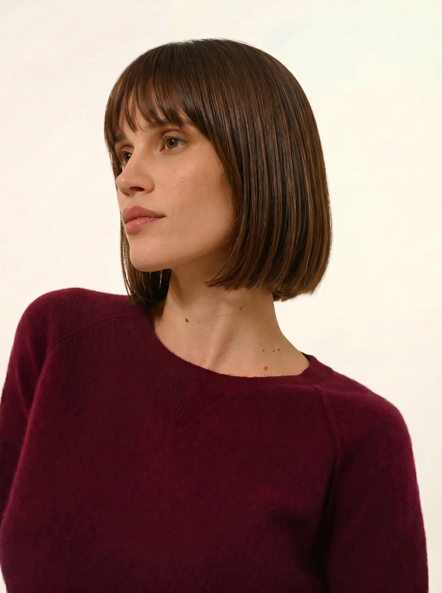 HELEN pull col rond bordeaux