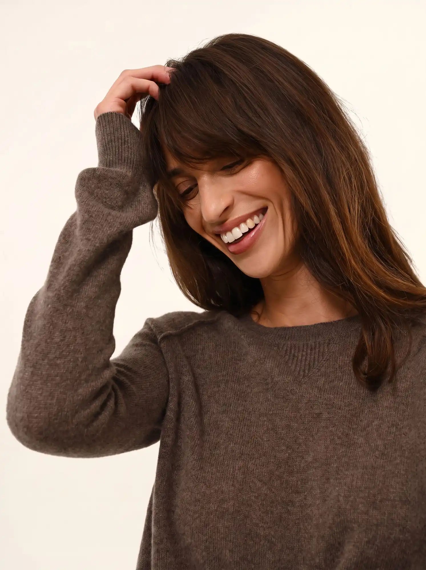 HELEN pullover rundhalsausschnitt taupe meliert