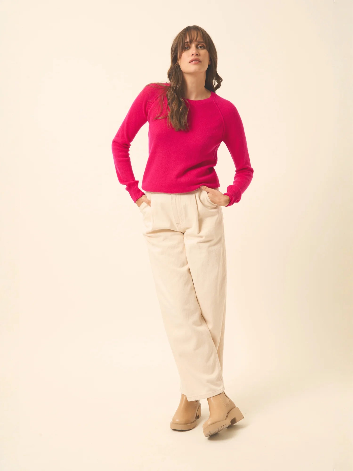 HELEN pullover rundhalsausschnitt fuchsia