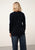 JANICE pull col rond boutonné dos navy 100% cachemire