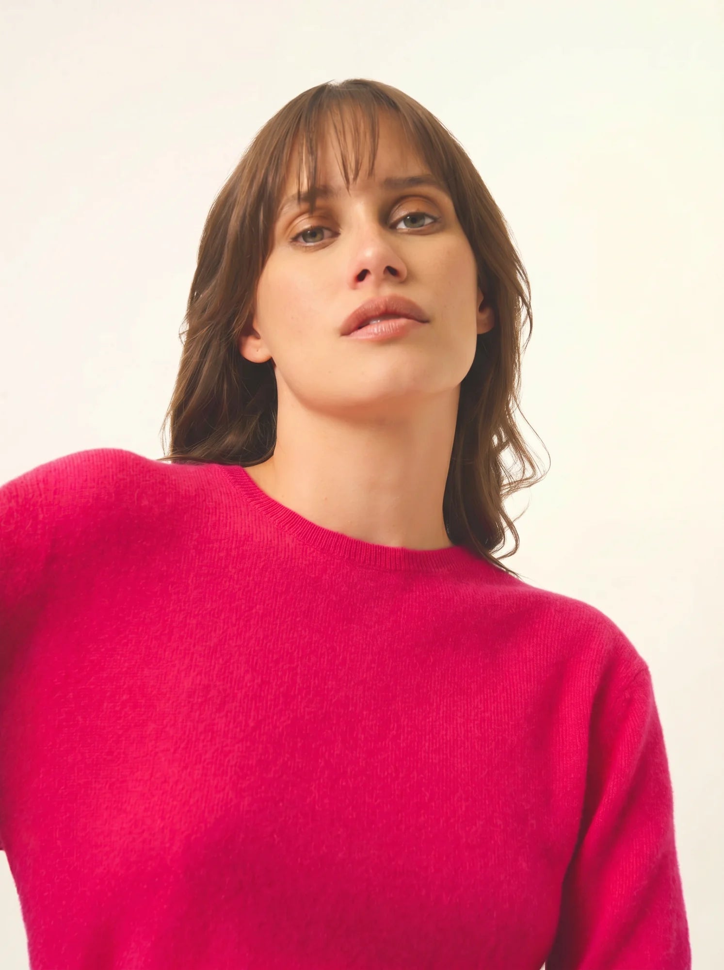 JANICE pullover rundhalsausschnitt geknöpft hinten fuchsia