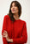 JANICE pull col rond boutonné dos rouge 100% cachemire