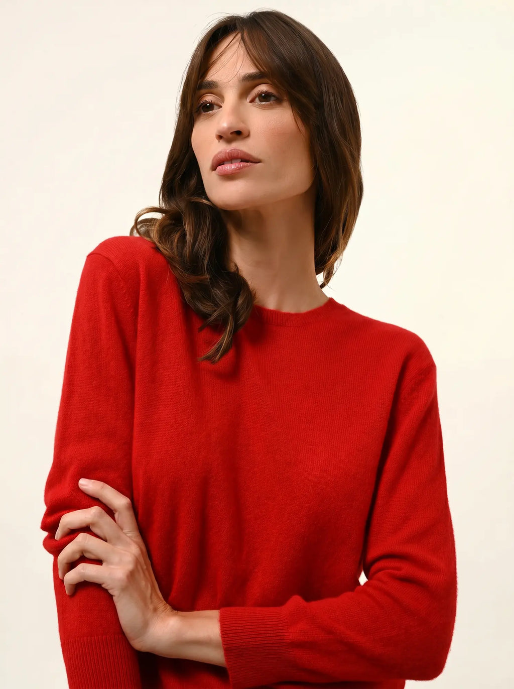 JANICE pullover rundhalsausschnitt geknöpft hinten rot